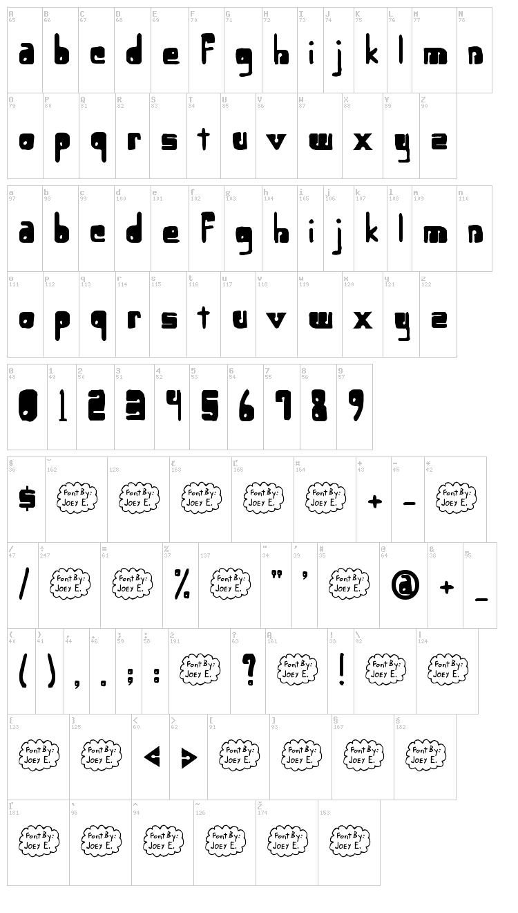Lower-Optic Fibercase font map